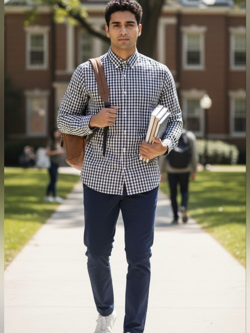 H&M Men's Gingham Plaid Button Down Shirt